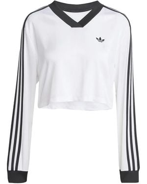adidas Three-Stripe V-Neck Top - Black