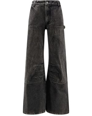 ih nom uh nit Jean Droit À Empiècements Patchwork - Black