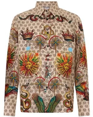 Philipp Plein Chemise À Motif Monogrammé Et Tatouage - White