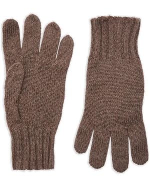 John Smedley Calow Ribbed Gloves - Brown