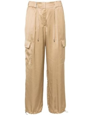 Peserico Satin Cargo Trousers - Natural