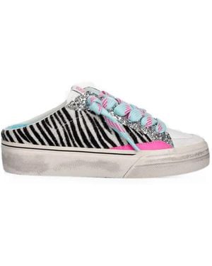 Crime London Soho Zebra-Print Glitter Trainers - White