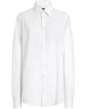 Dolce & Gabbana Camisa De Algodón Y Popelina - Blanco