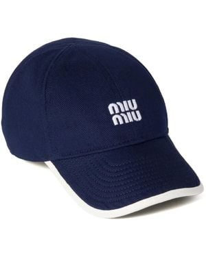 Miu Miu Gorra Drill con aplique del logo - Azul