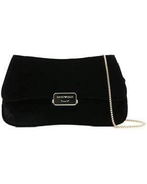 Emporio Armani Velvet Flap Cluth Bag - Black
