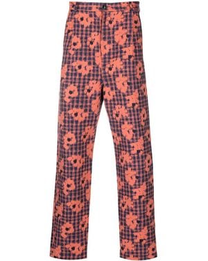 Henrik Vibskov Floral-Print Slim-Cut Trousers - Orange