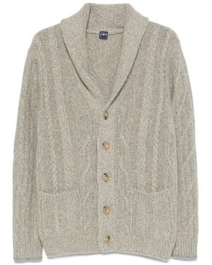Fedeli Cable-Knit Shawl-Collar Cardigan - Grey
