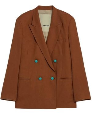 A PAPER KID Linnen Double-Breasted Blazer - Brown