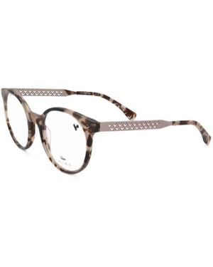 Lacoste Tortoiseshell-Effect Round-Frame Glasses - Brown