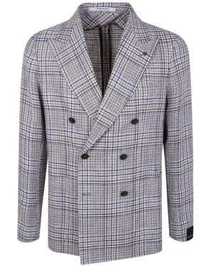 Tagliatore Double-Breasted Prince Of Wales Check Blazer - Grey