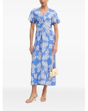 Lola Casademunt Midikleid Mit Damask-Print - Blau
