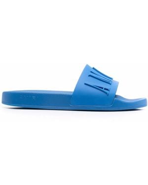 Amiri Logo-Embossed Open-Toe Slides - Blue