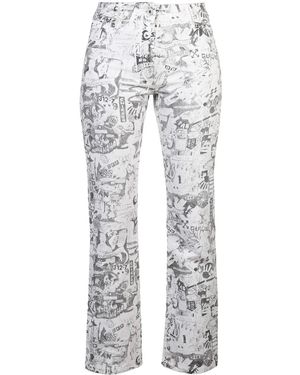 Off-White c/o Virgil Abloh Cartoon-Printed Straight Jeans - Grey
