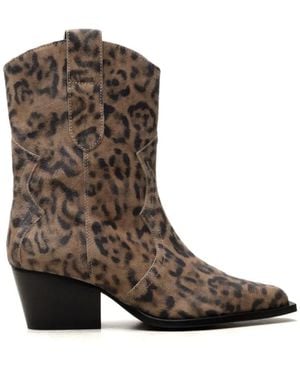 Free People Botas Estilo Cowboy Con Estampado De Leopardo - Marrón