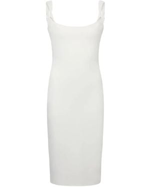 Another Tomorrow Midi Twist-Detail Bias Dress - White