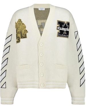 Off-White c/o Virgil Abloh Lion-Embroidery Cardigan - Natural