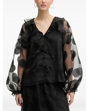 Stine Goya Ruffled Polka-Dot Blouse - Black