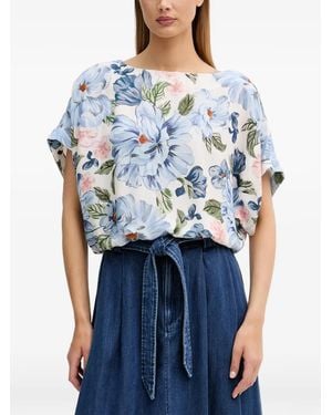 Ouí Oberteil Mit Blumenmuster - Blau