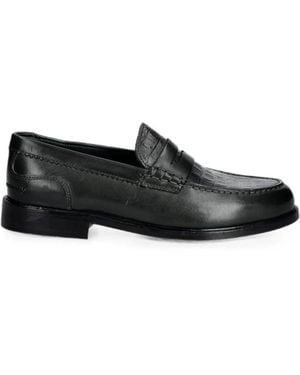 Clarks Crocodile-Effect Leather Loafers - Black