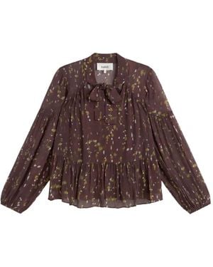 Ba&sh Blusa con lazo en el cuello - Marrón