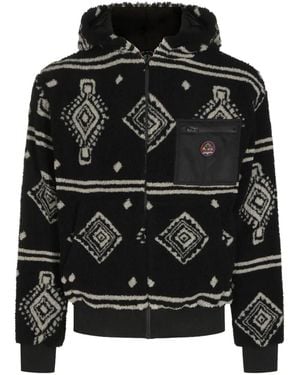 Mauna Kea Geometric-Pattern Fleece Hoodie - Black