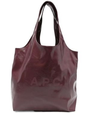 A.P.C. Logo-Print Tote Bag - Purple