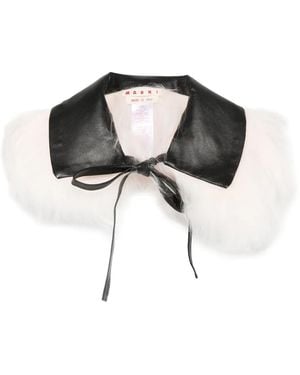 Marni Leather-Trimmed Fur Collar - Black