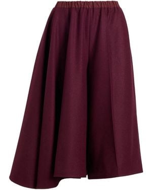 Patou Asymmetric Wool Shorts - Purple