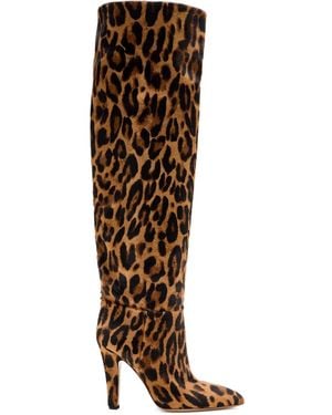 Paris Texas Elsa leopard heeled boots - Marrón