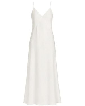 Eleventy Spaghetti-Strap V-Neck Maxi Dress - White
