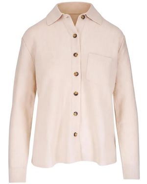 Kinross Cashmere Button-Up Patch-Pocket Overshirt - Natural