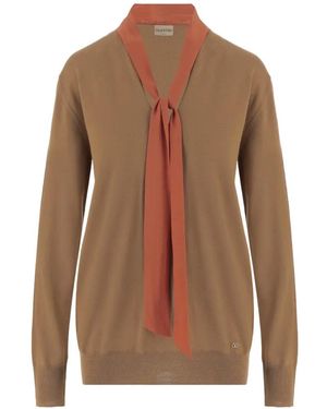 Valentino Garavani Jersey Con Detalle De Lazo Y Cuello En V - Marrón