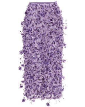 Carolina Herrera Embroidered Pencil Skirt - Purple