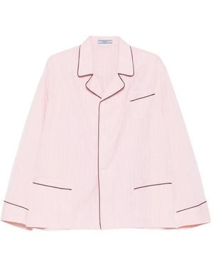 Prada Gestreiftes Hemd mit Kontrastbesatz - Pink