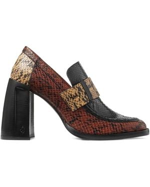 Jimmy Choo 80Mm Tylor Snakeskin-Effect Block-Heel Court Shoes - Brown