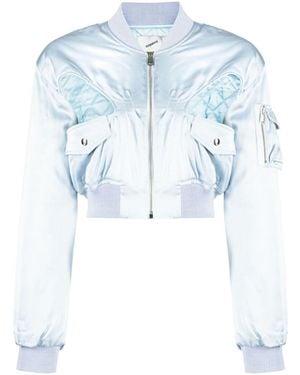 Coperni Cut-Out Cropped Bomber Jacket - Blue