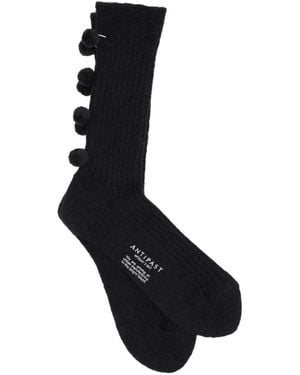 Antipast Pompom-Detail Knitted Socks - Black