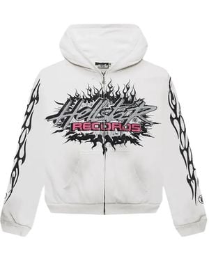 HELLSTAR Printed Zip-Up Hoodie - White