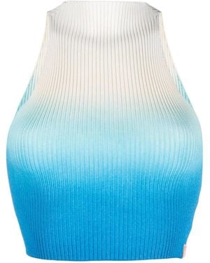 Ssheena Ombré-Effect Ribbed Knit Top - Blue