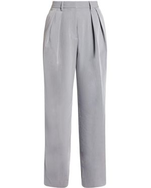 STAUD Pleated Straight-Leg Trousers - Grey