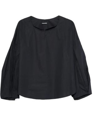 Susanne Bommer Balloon-Sleeve Boat-Neck Top - Black