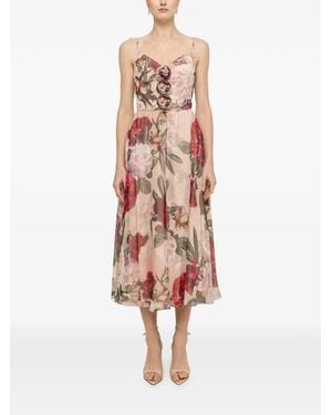 Nissa Robe Courte En Soie À Fleurs - White