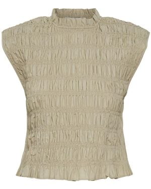 Gestuz Smocked-Panel Sleeveless Top - Natural