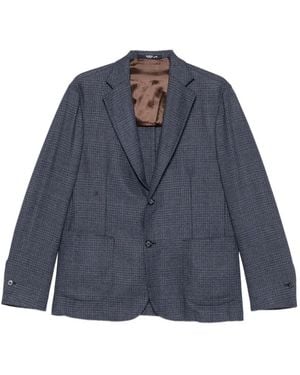 Barba Napoli Check-Pattern Blazer - Blue