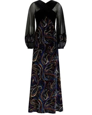 Etro Maxikleid Mit Weiten Puffärmeln - Schwarz