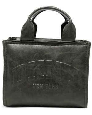 DKNY Logo-Embossed Metallic Tote Bag - Black