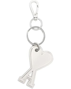 Ami Paris Llavero con colgante del logo - Blanco