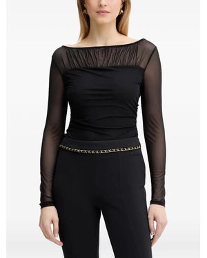 Guess Kadelyn Gathered-Detail Long-Sleeve Top - Black