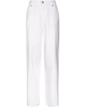 Gaelle Paris Embellished Raw-Cut Jeans - White