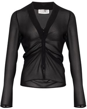 MM6 by Maison Margiela Haut Froncé À Col V - Black